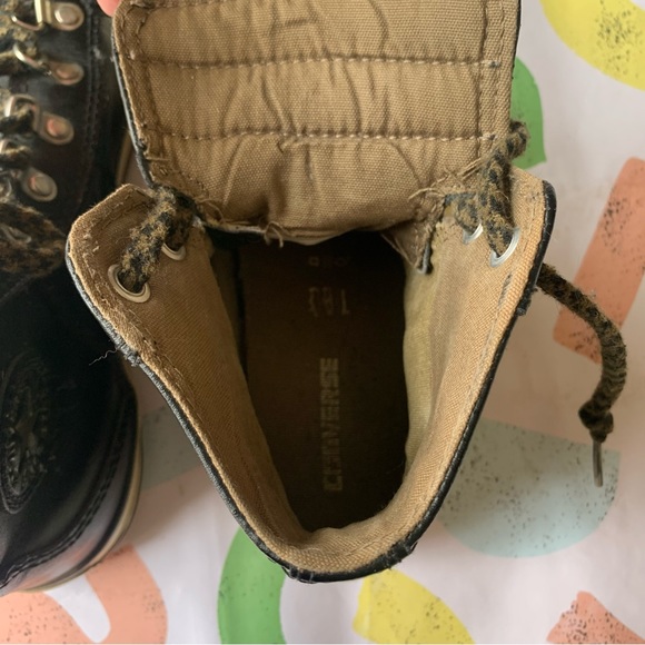 Converse Black Leather Hightop Hiking Punk Sneakers - Picture 7 of 8